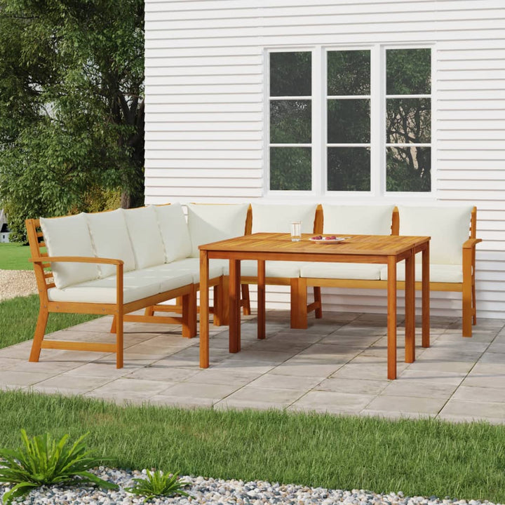 Set Mobilier De Grădină Cu Perne, 9 Piese, Lemn Masiv De Acacia