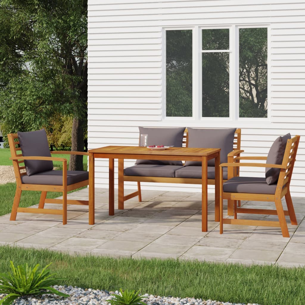 Set Mobilier De Grădină Cu Perne, 9 Piese, Lemn Masiv De Acacia