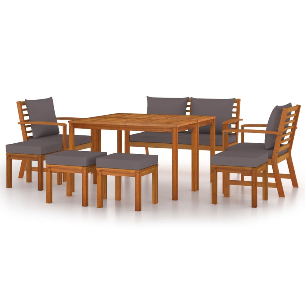 Set Mobilier De Grădină Cu Perne, 9 Piese, Lemn Masiv De Acacia