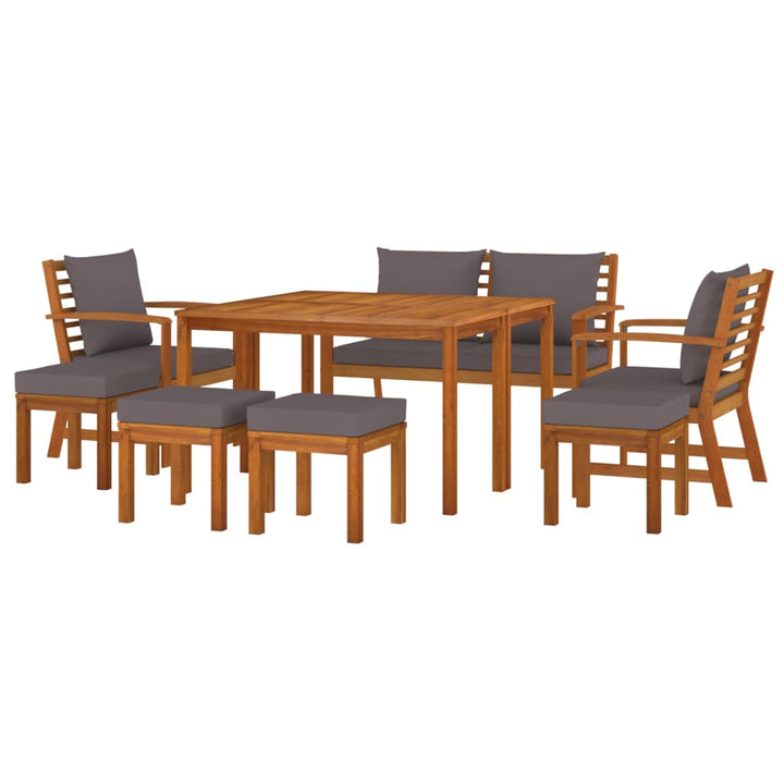 Set Mobilier De Grădină Cu Perne, 9 Piese, Lemn Masiv De Acacia