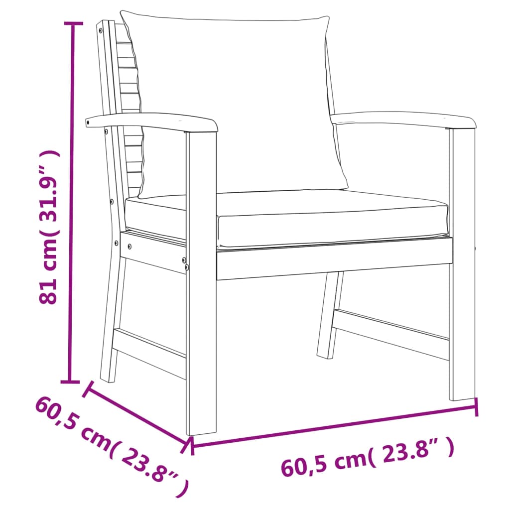 Set Mobilier De Grădină Cu Perne, 9 Piese, Lemn Masiv De Acacia