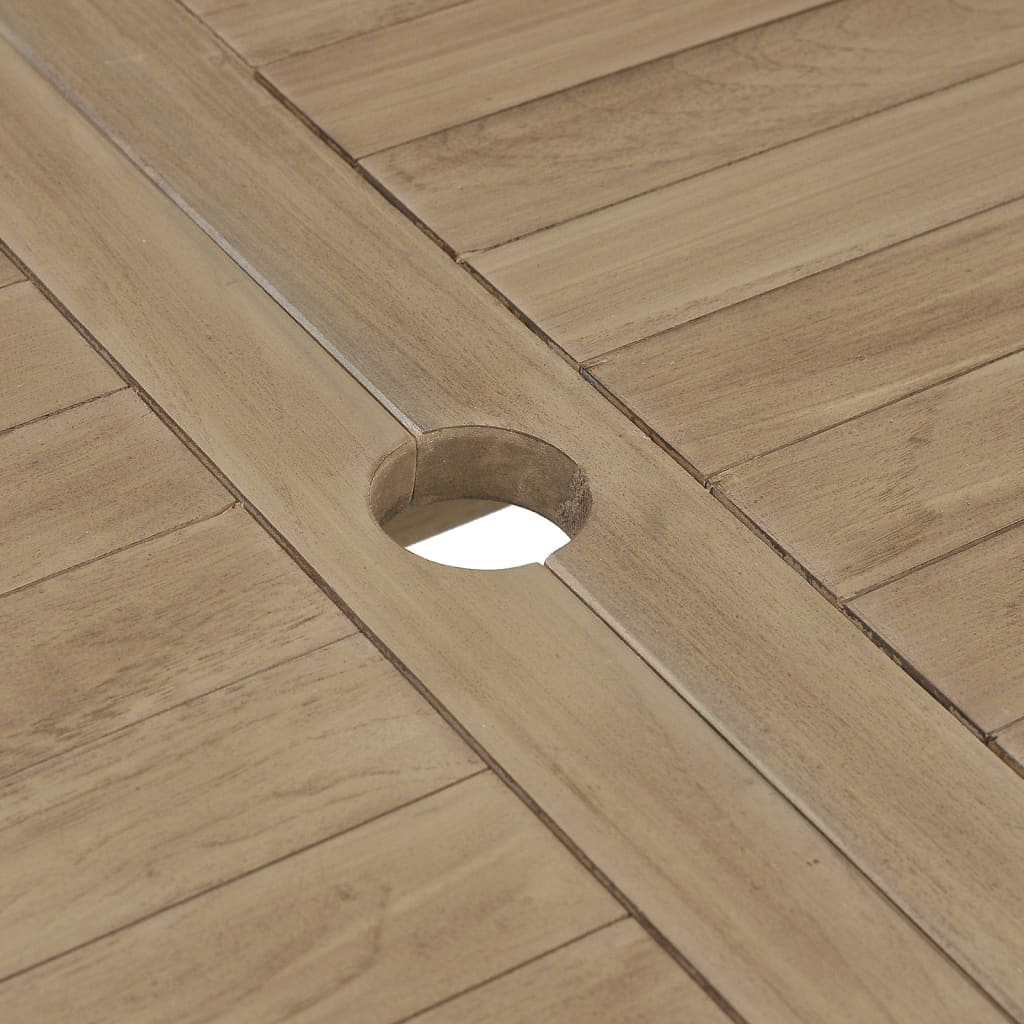 Set Mobilier De Grădină, 5 Piese, Gri, Lemn Masiv De Tec