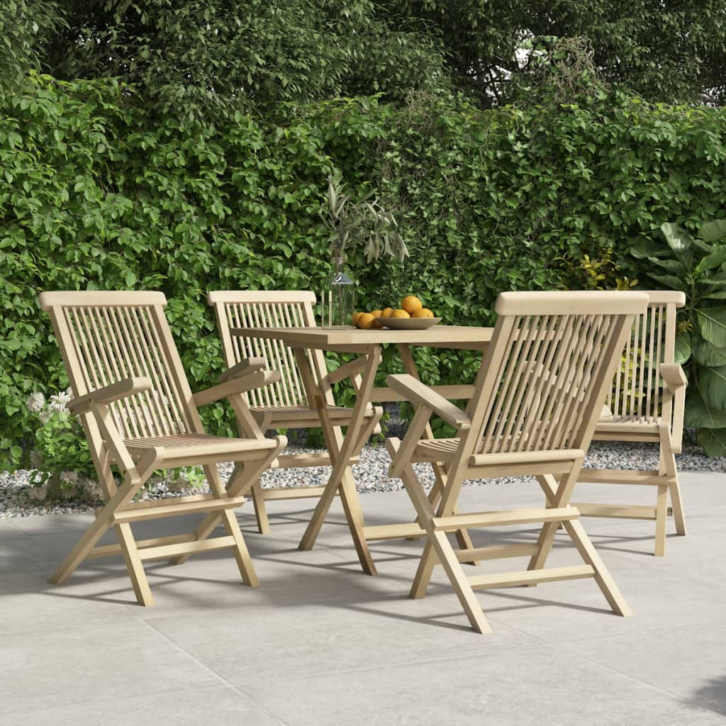 Scaune De Grădină Pliante 6 Buc. Gri 56X61X89 Cm Lemn Masiv Tec