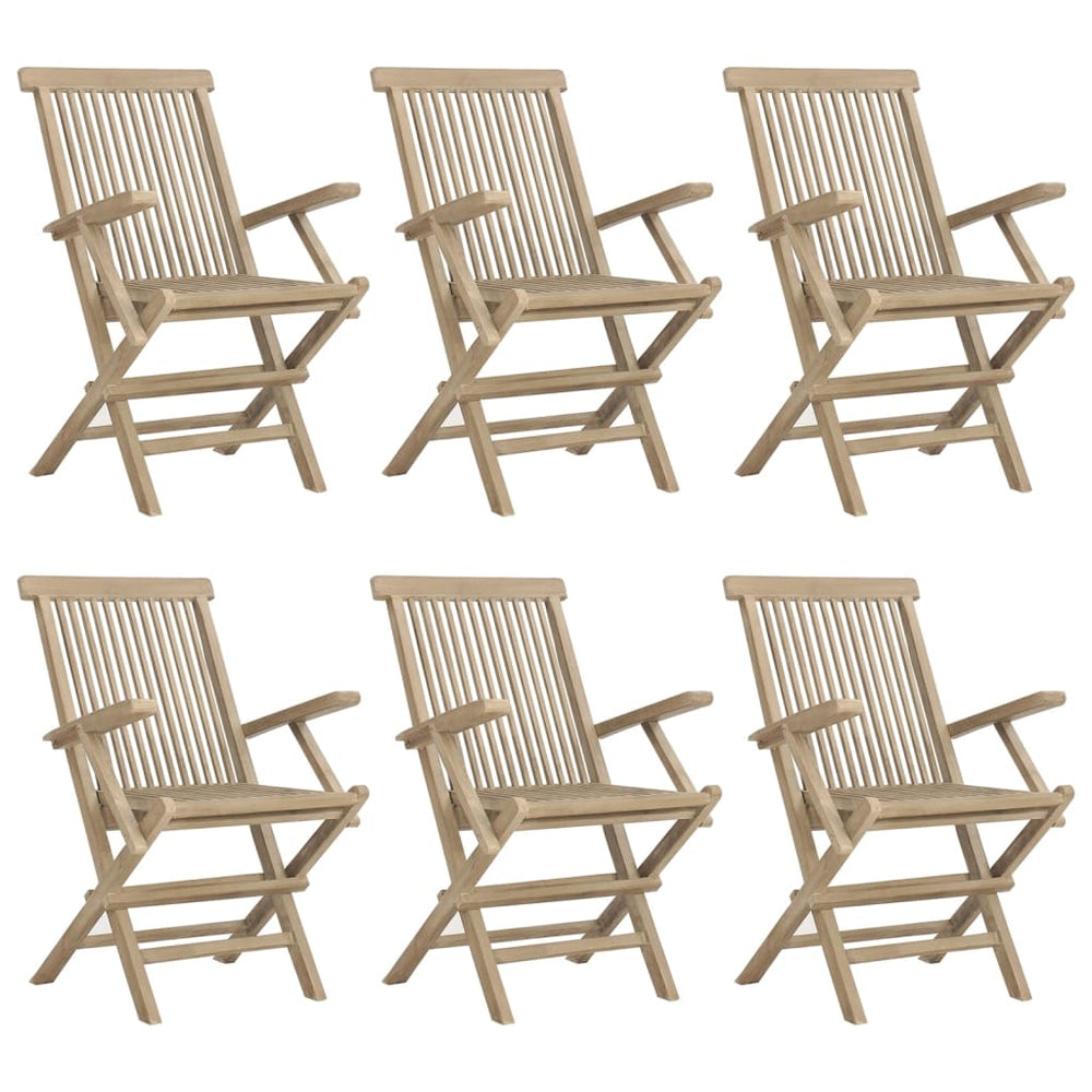 Scaune De Grădină Pliante 6 Buc. Gri 56X61X89 Cm Lemn Masiv Tec
