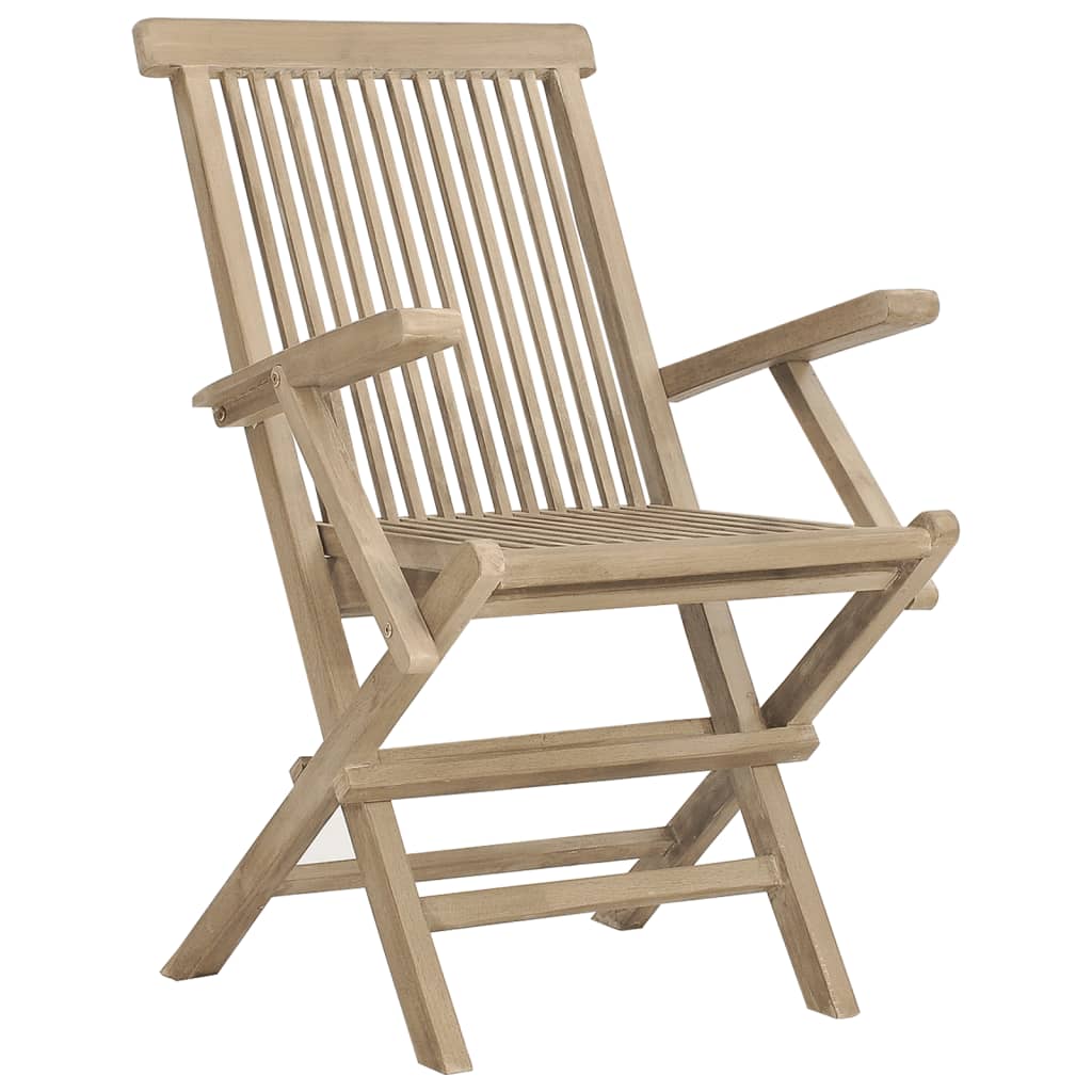 Scaune De Grădină Pliante 6 Buc. Gri 56X61X89 Cm Lemn Masiv Tec