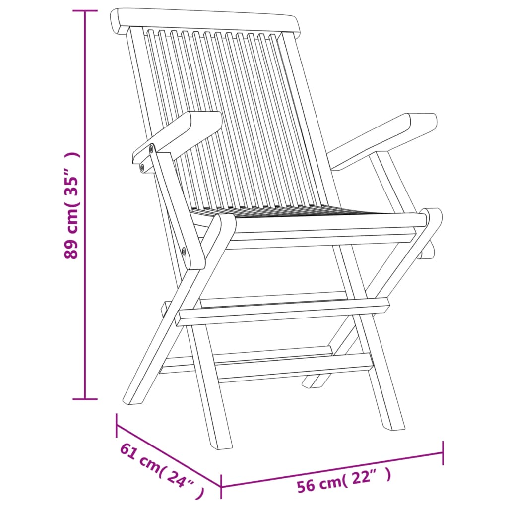 Scaune De Grădină Pliante 6 Buc. Gri 56X61X89 Cm Lemn Masiv Tec