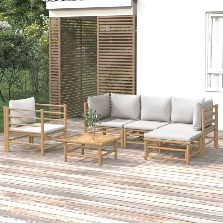 Set Mobilier De Grădină Cu Perne , 6 Piese, Bambus