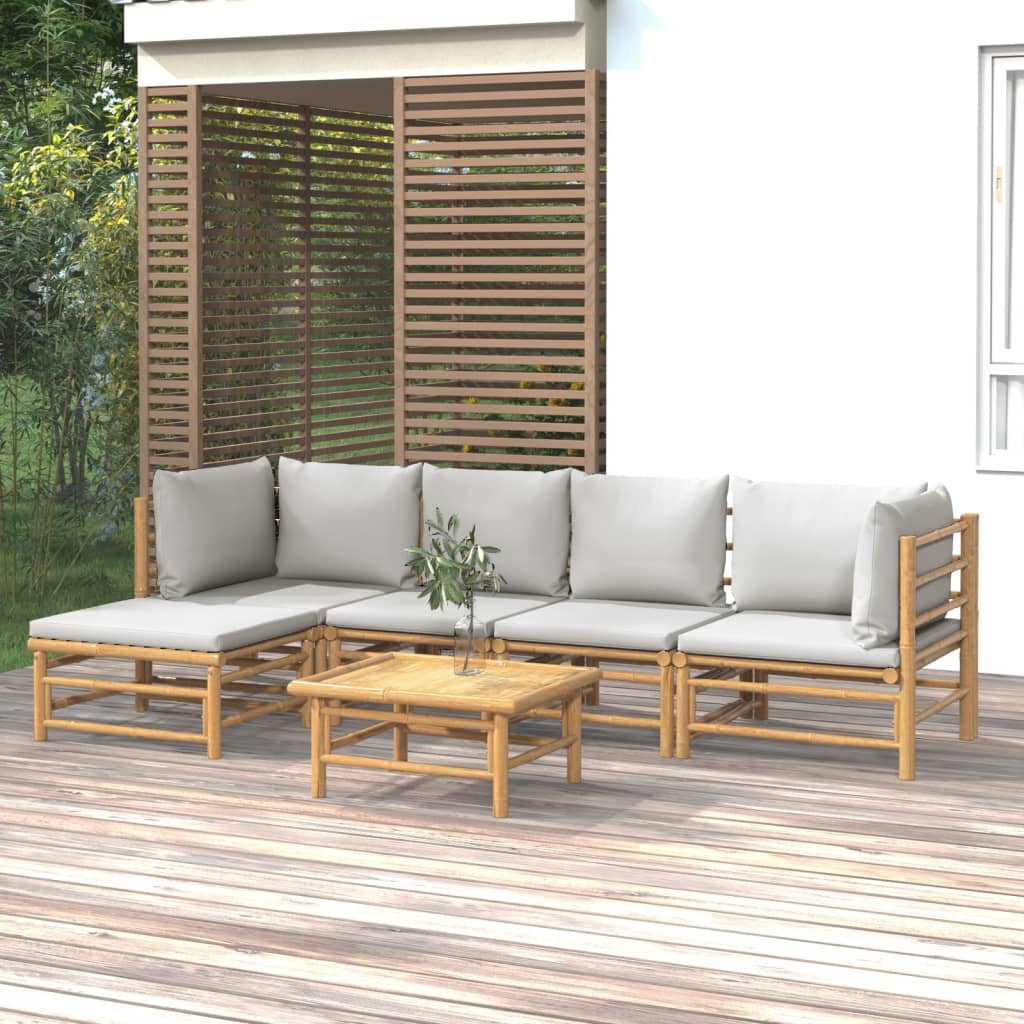 Set Mobilier De Grădină Cu Perne , 6 Piese, Bambus
