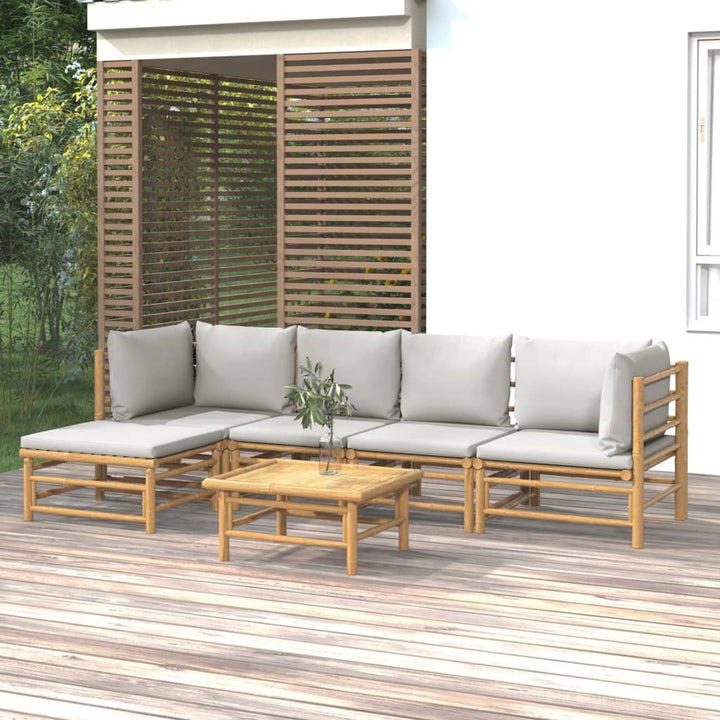 Set Mobilier De Grădină Cu Perne , 6 Piese, Bambus