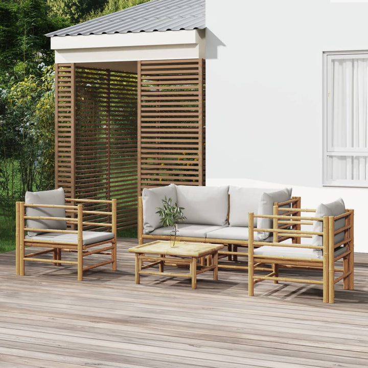 Set Mobilier De Grădină Cu Perne , 6 Piese, Bambus