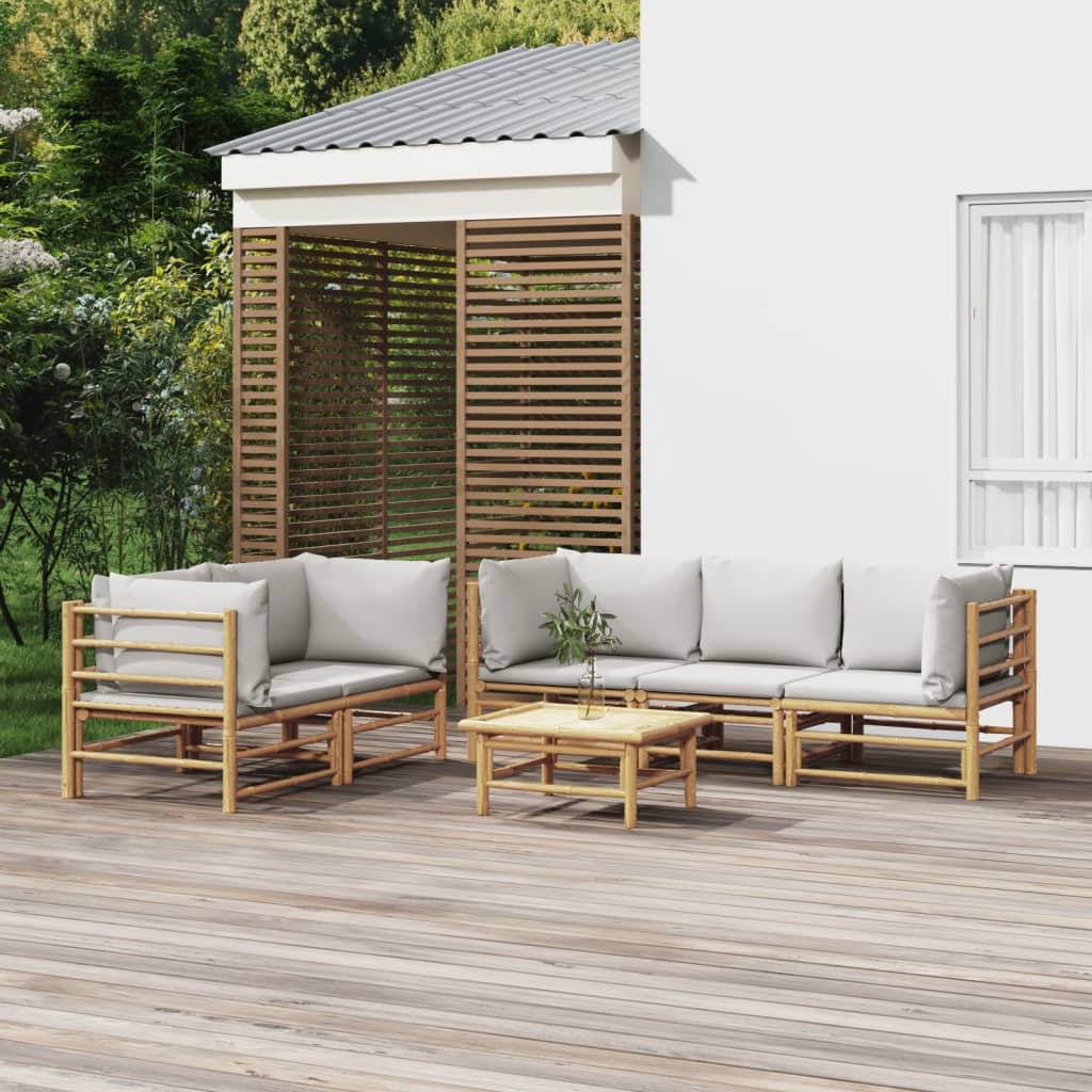 Set Mobilier De Grădină Cu Perne , 6 Piese, Bambus