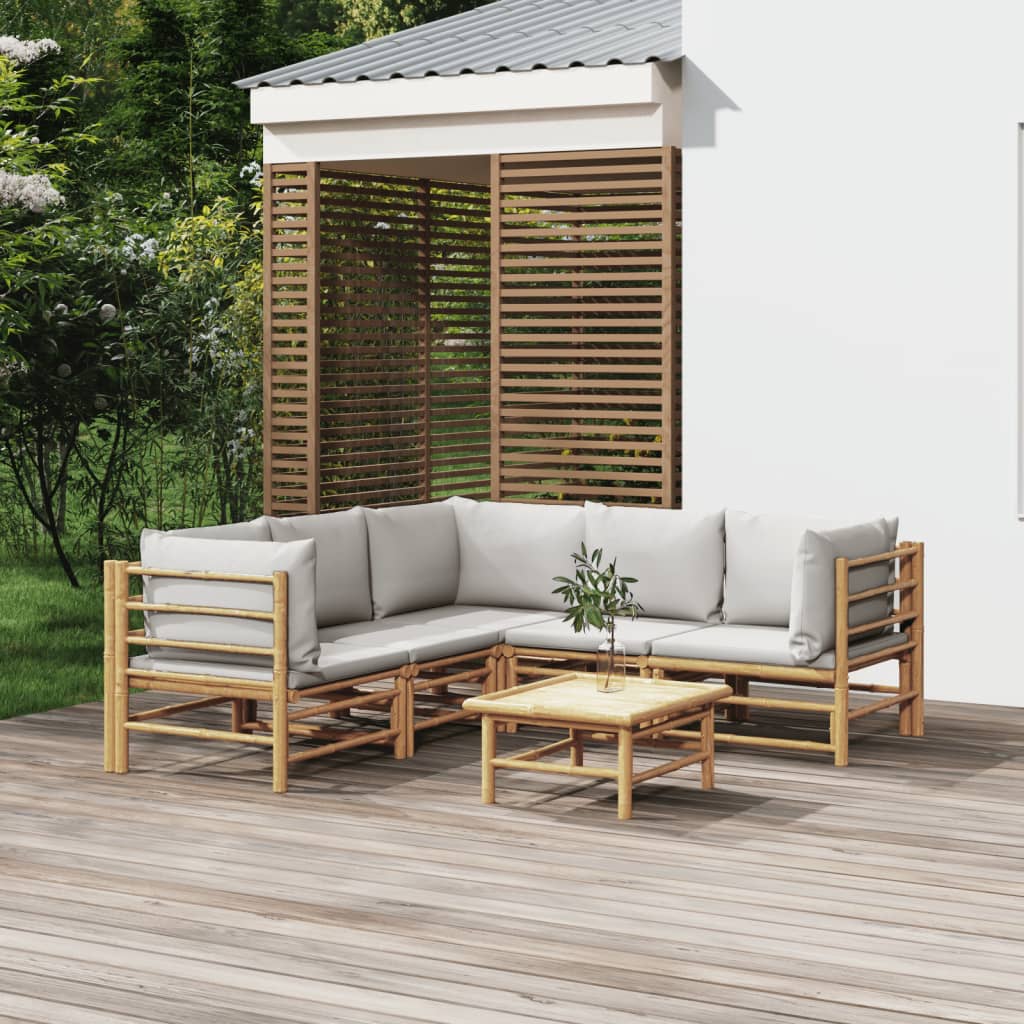 Set Mobilier De Grădină Cu Perne , 6 Piese, Bambus