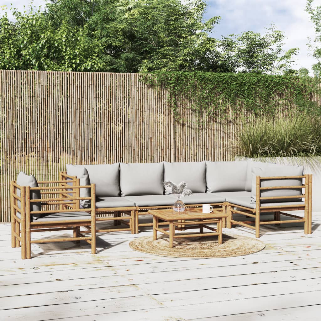 Set Mobilier De Grădină Cu Perne , 6 Piese, Bambus