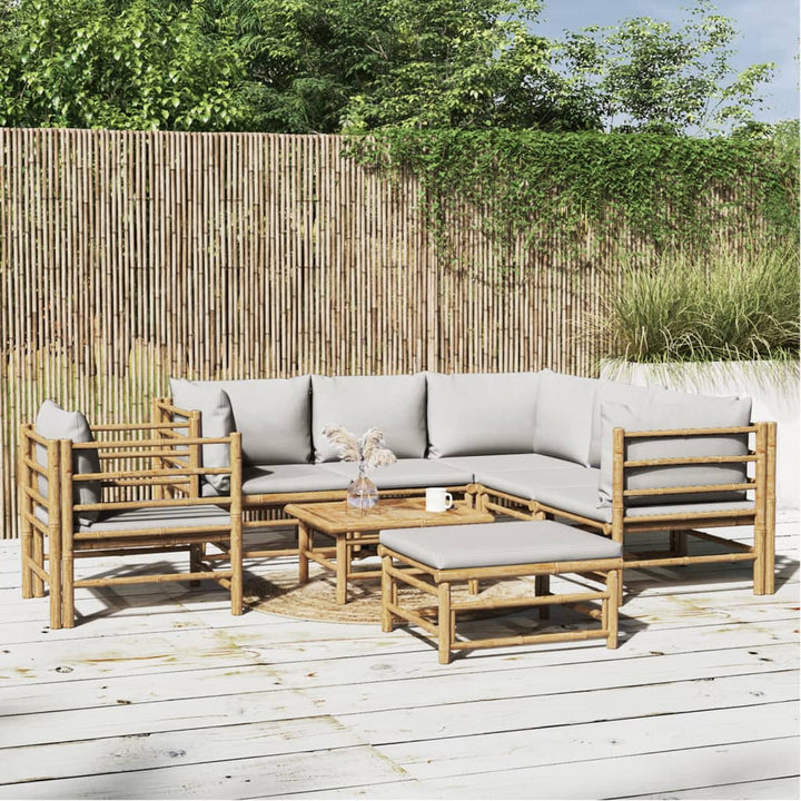 Set Mobilier De Grădină Cu Perne , 6 Piese, Bambus