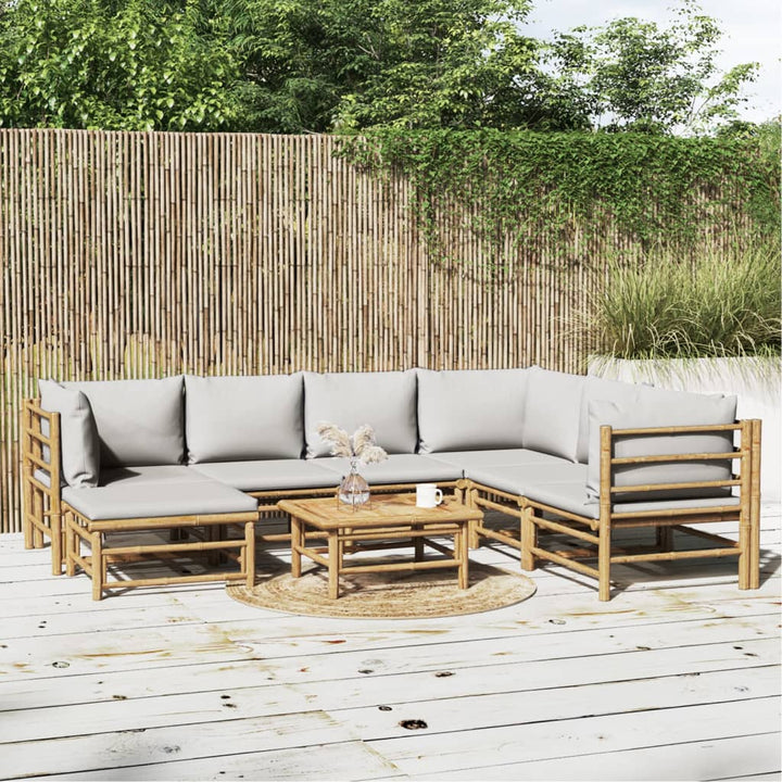 Set Mobilier De Grădină Cu Perne , 6 Piese, Bambus