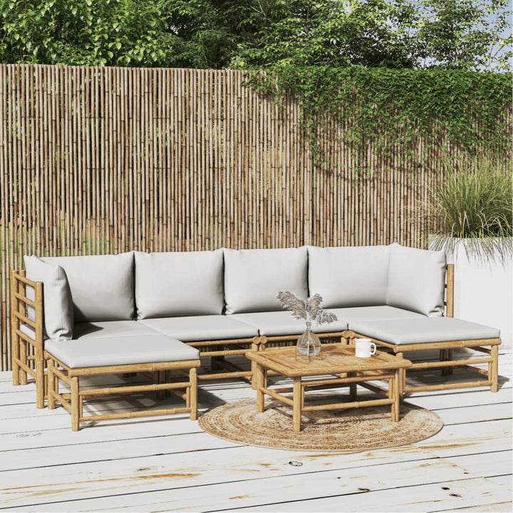 Set Mobilier De Grădină Cu Perne , 6 Piese, Bambus