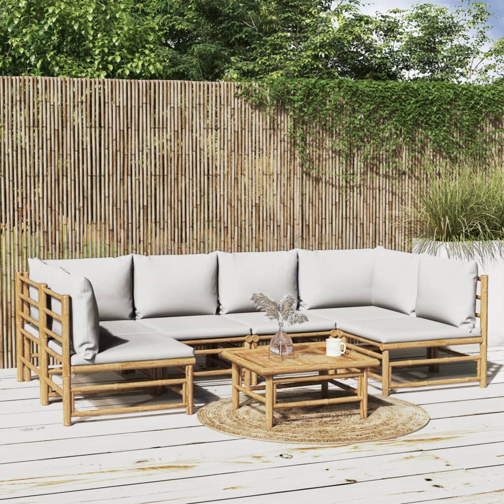 Set Mobilier De Grădină Cu Perne , 6 Piese, Bambus