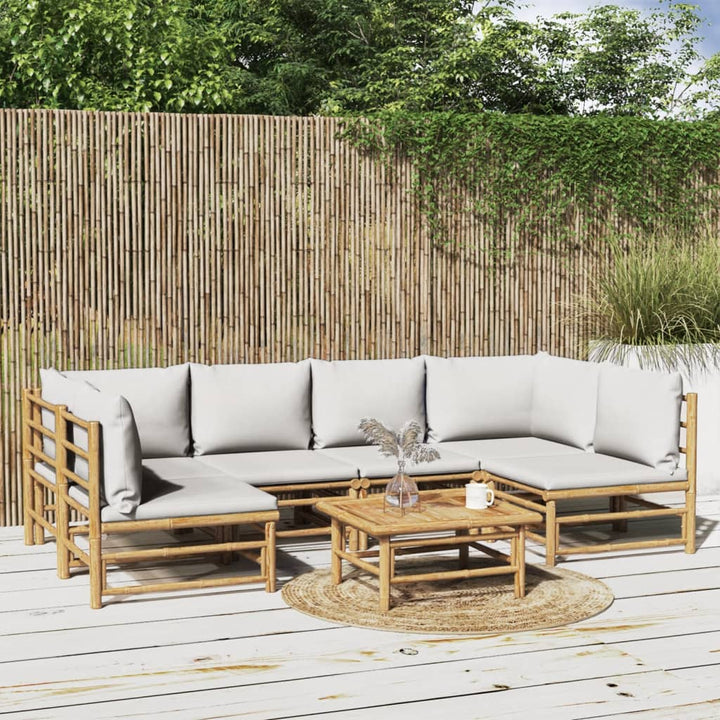 Set Mobilier De Grădină Cu Perne , 6 Piese, Bambus