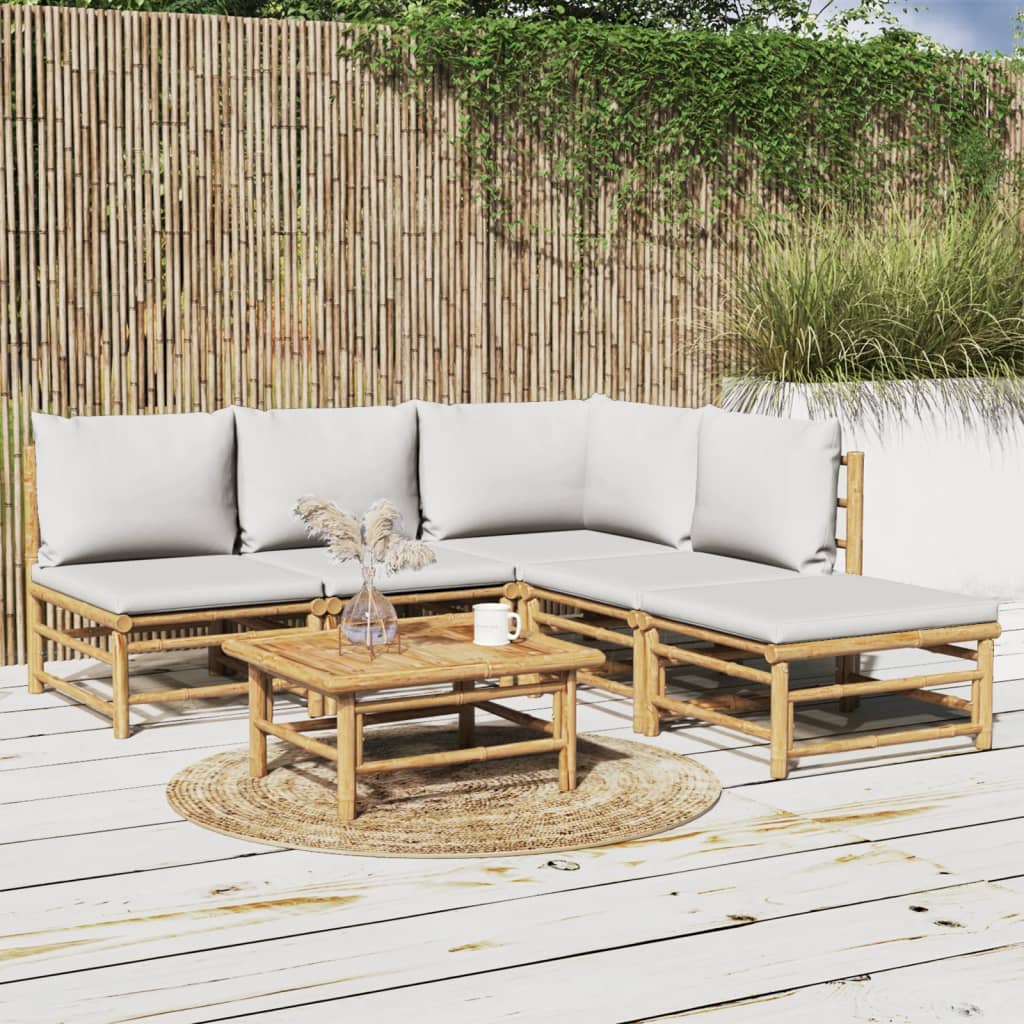 Set Mobilier De Grădină Cu Perne , 6 Piese, Bambus