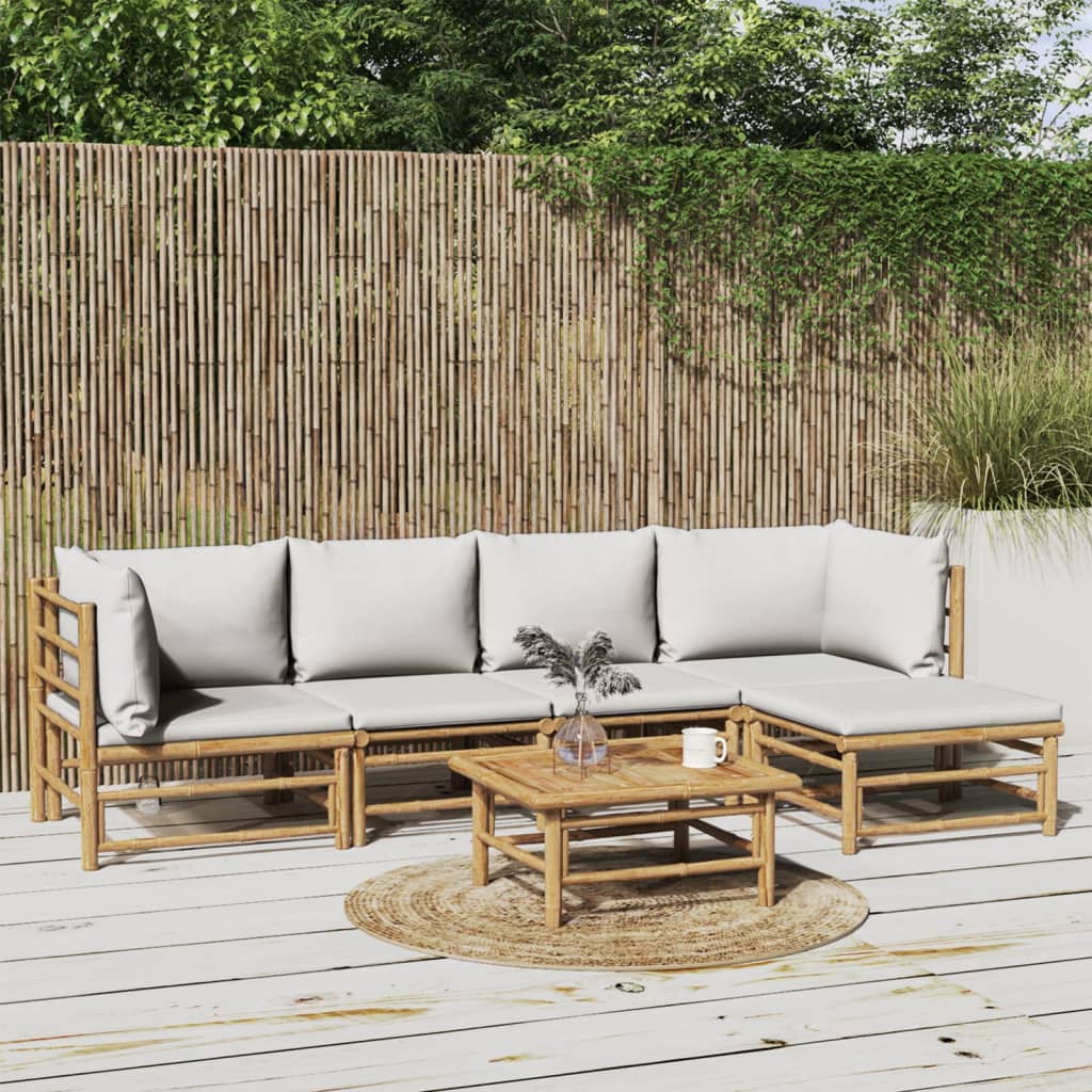 Set Mobilier De Grădină Cu Perne , 6 Piese, Bambus