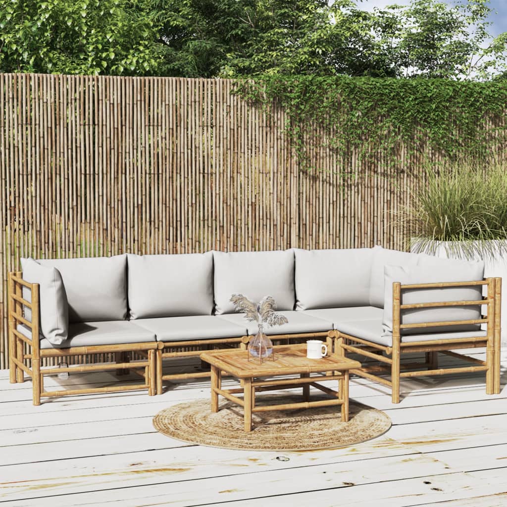 Set Mobilier De Grădină Cu Perne , 6 Piese, Bambus