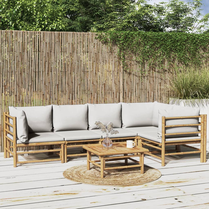 Set Mobilier De Grădină Cu Perne , 6 Piese, Bambus