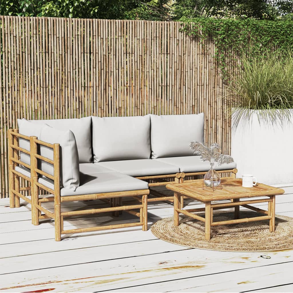 Set Mobilier De Grădină Cu Perne , 6 Piese, Bambus