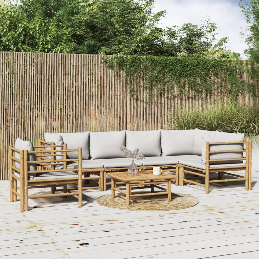 Set Mobilier De Grădină Cu Perne , 6 Piese, Bambus