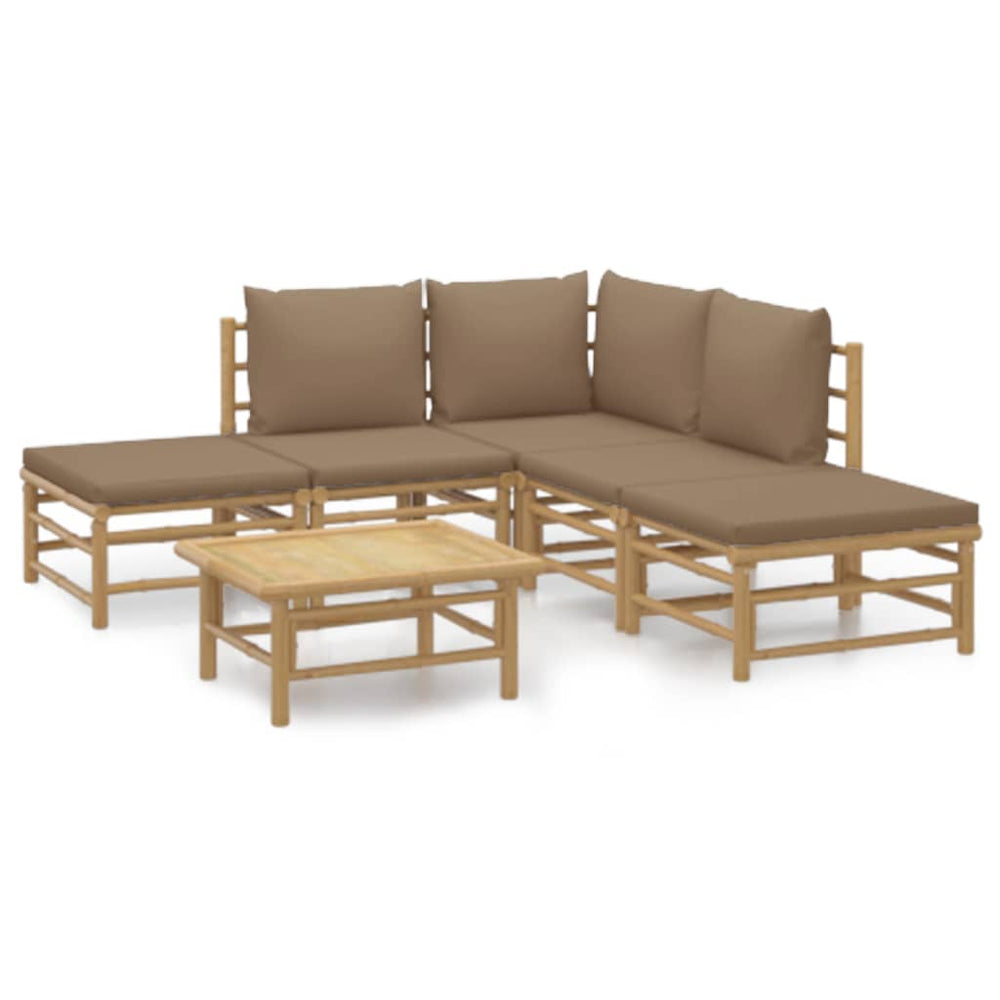 Set Mobilier De Grădină Cu Perne , 6 Piese, Bambus
