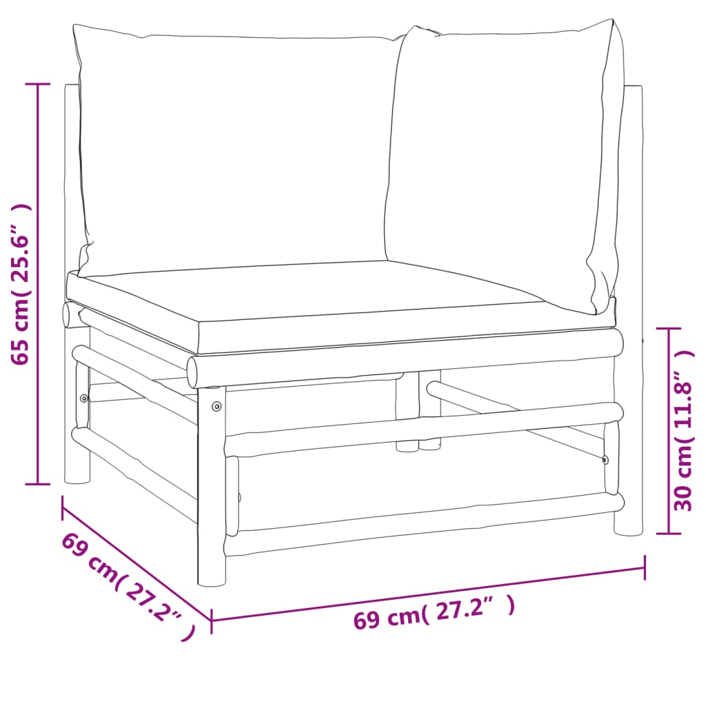 Set Mobilier De Grădină Cu Perne , 6 Piese, Bambus