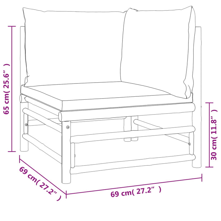 Set Mobilier De Grădină Cu Perne , 6 Piese, Bambus