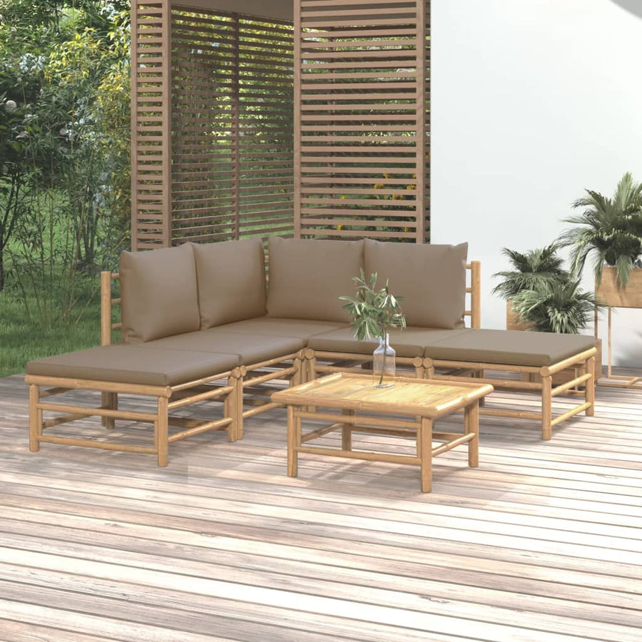 Set Mobilier De Grădină Cu Perne , 6 Piese, Bambus
