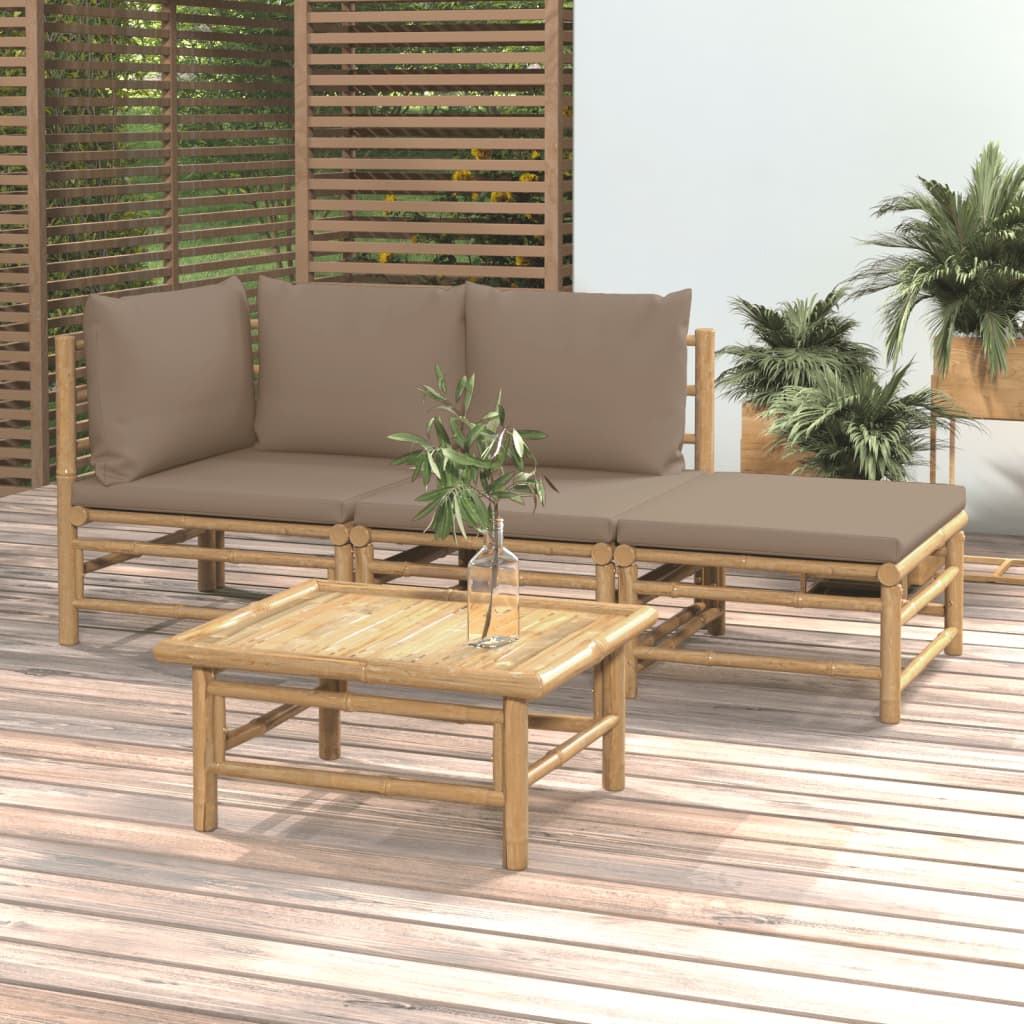 Set Mobilier De Grădină Cu Perne , 6 Piese, Bambus