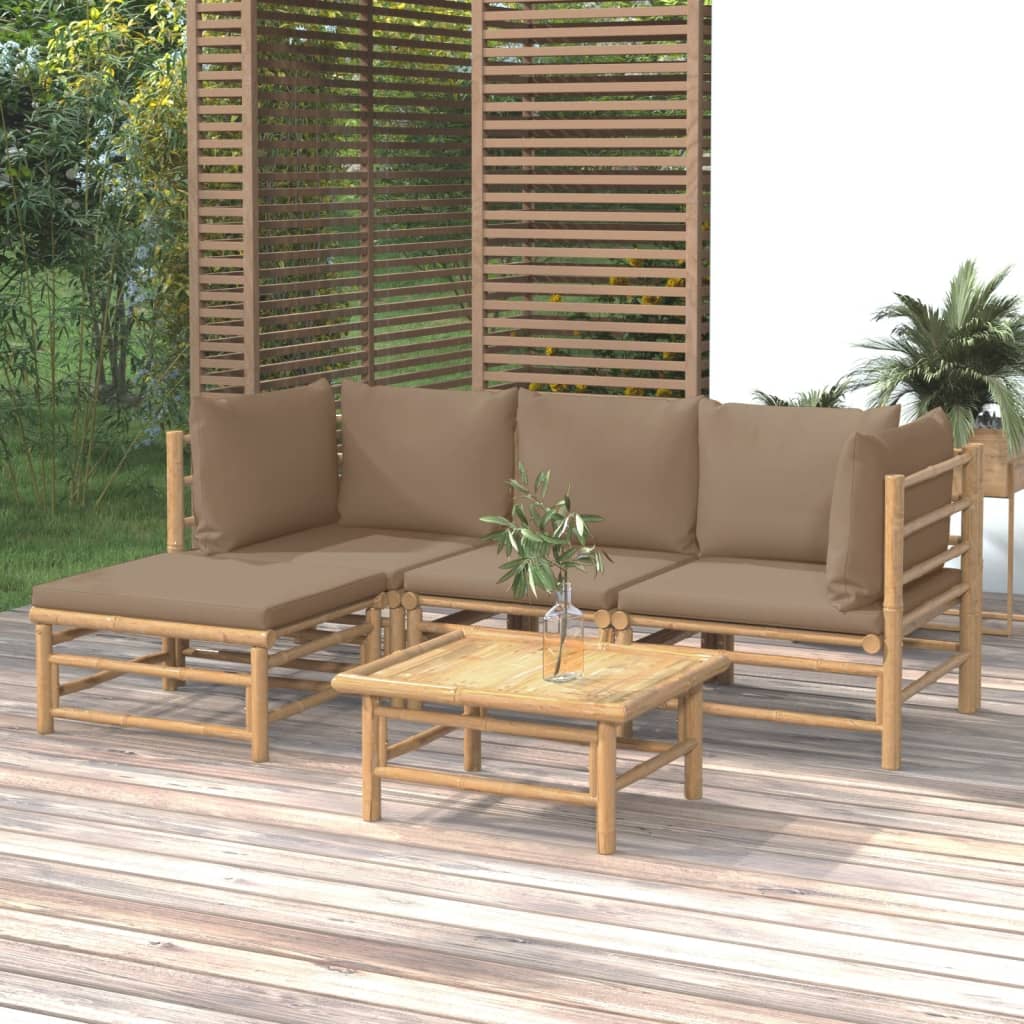 Set Mobilier De Grădină Cu Perne , 6 Piese, Bambus