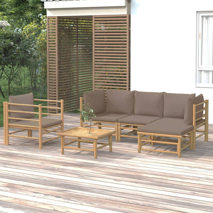 Set Mobilier De Grădină Cu Perne , 6 Piese, Bambus