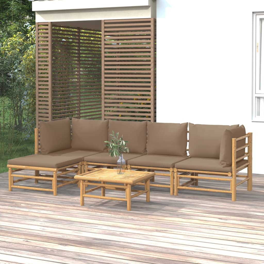 Set Mobilier De Grădină Cu Perne , 6 Piese, Bambus