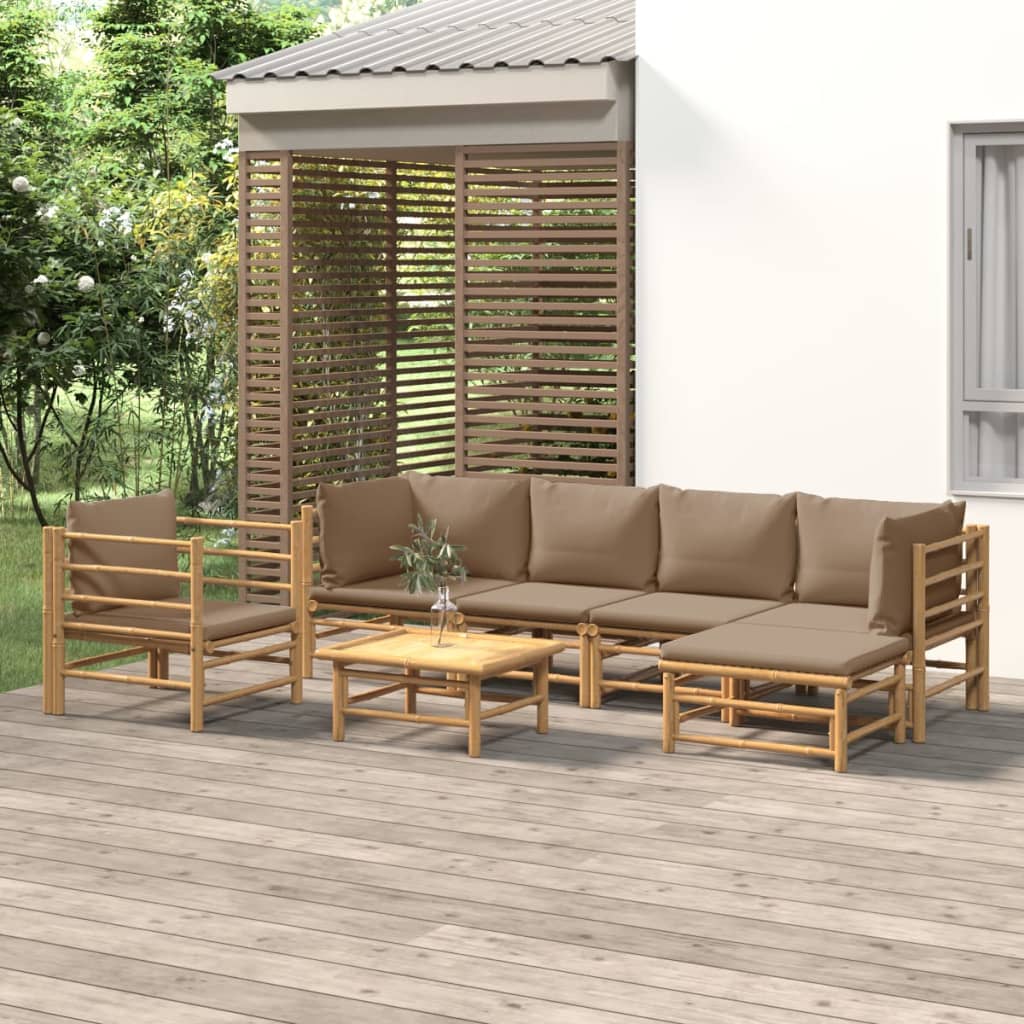 Set Mobilier De Grădină Cu Perne , 6 Piese, Bambus