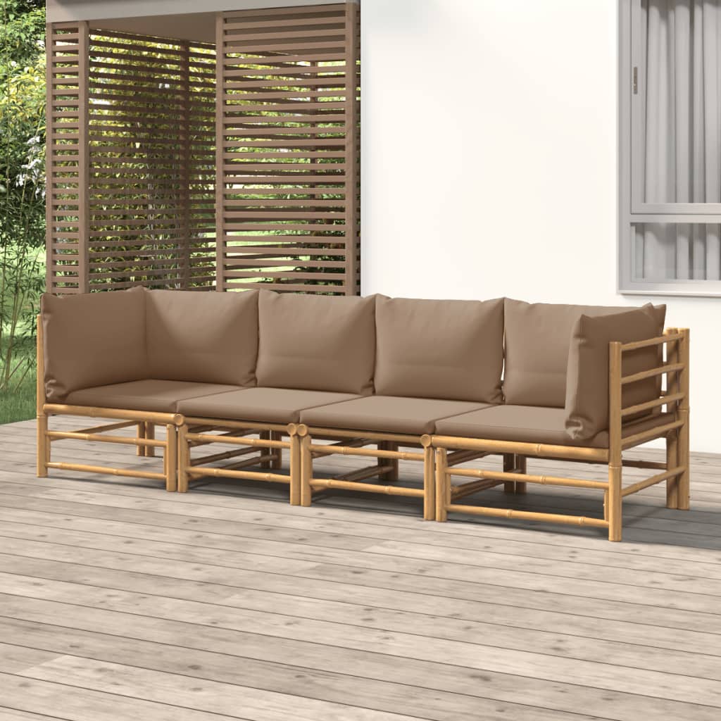 Set Mobilier De Grădină Cu Perne , 6 Piese, Bambus