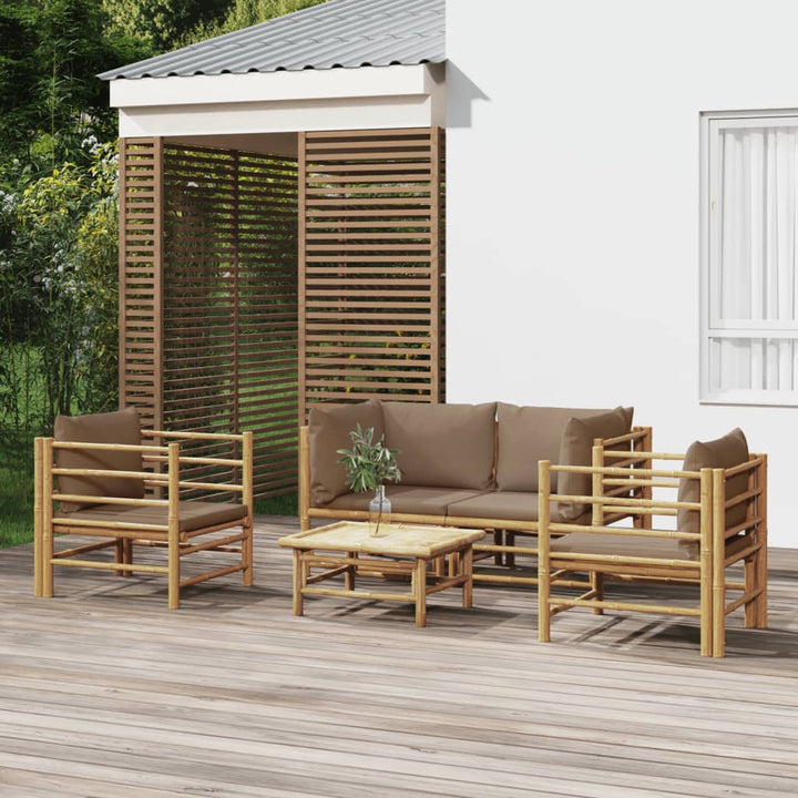 Set Mobilier De Grădină Cu Perne , 6 Piese, Bambus