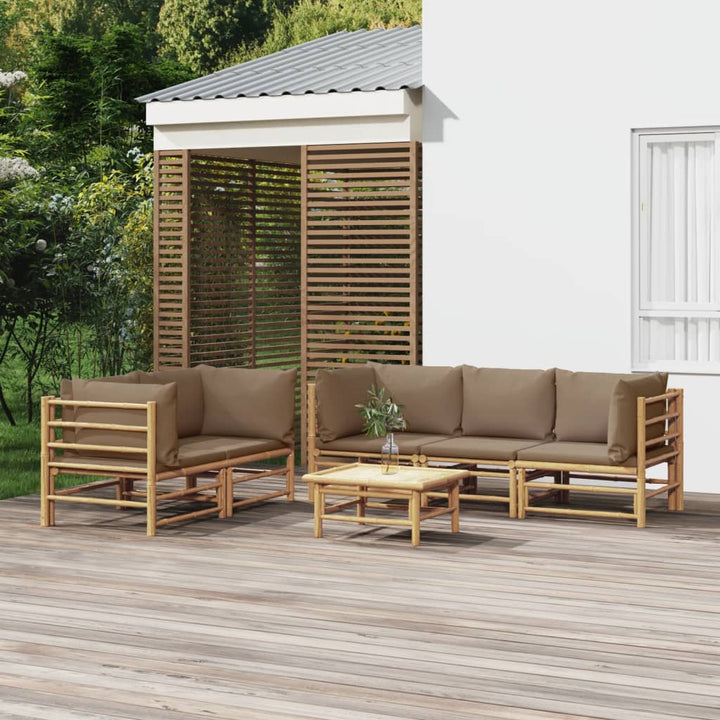 Set Mobilier De Grădină Cu Perne , 6 Piese, Bambus