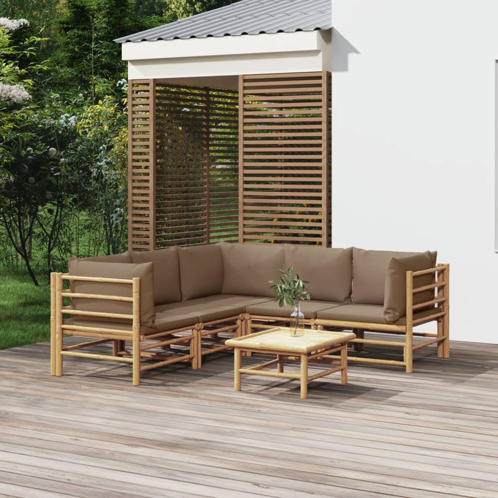 Set Mobilier De Grădină Cu Perne , 6 Piese, Bambus