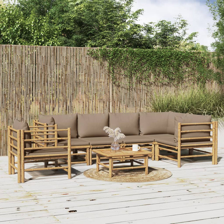 Set Mobilier De Grădină Cu Perne , 6 Piese, Bambus