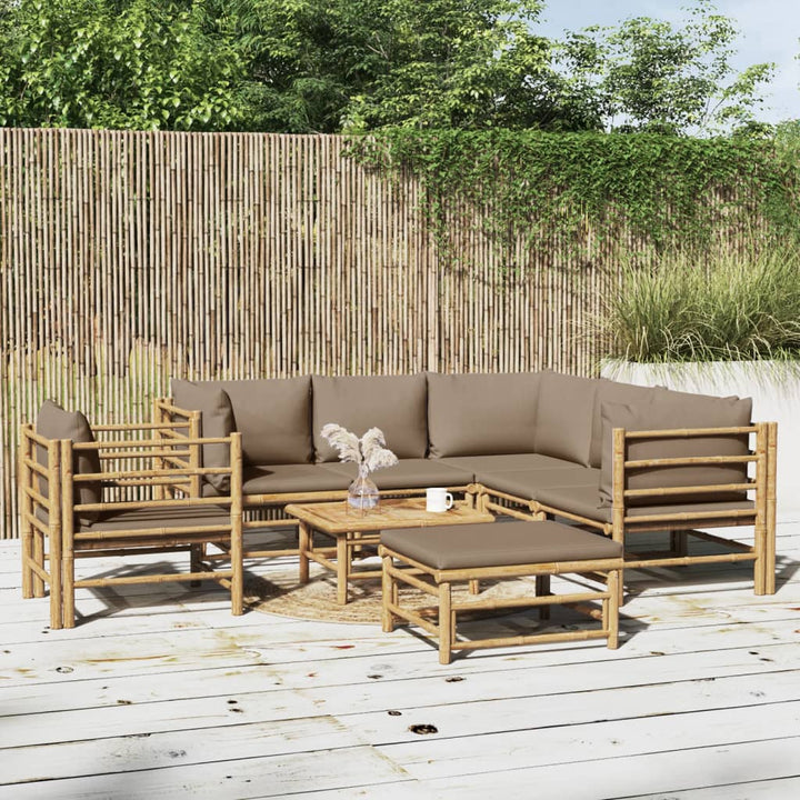 Set Mobilier De Grădină Cu Perne , 6 Piese, Bambus