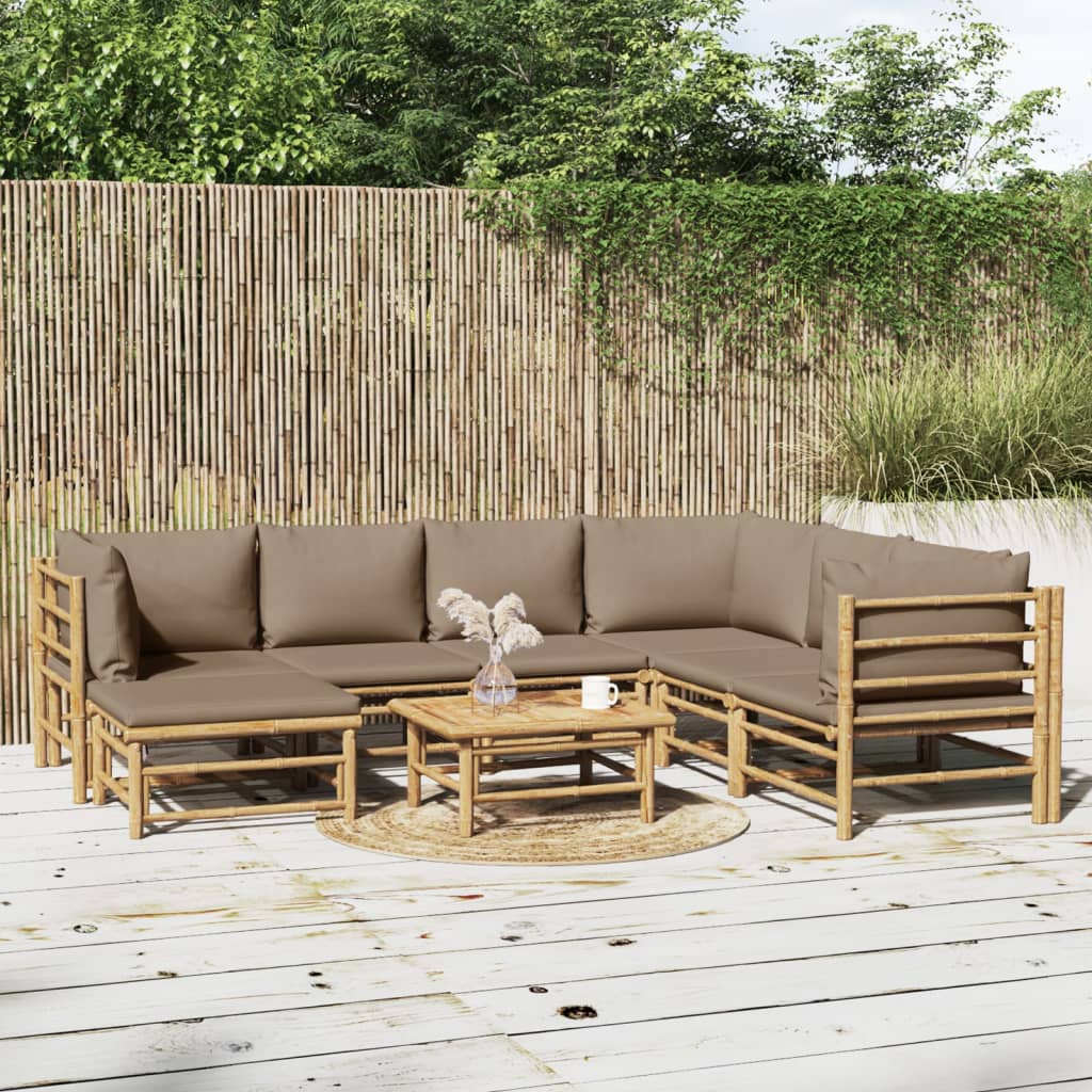 Set Mobilier De Grădină Cu Perne , 6 Piese, Bambus