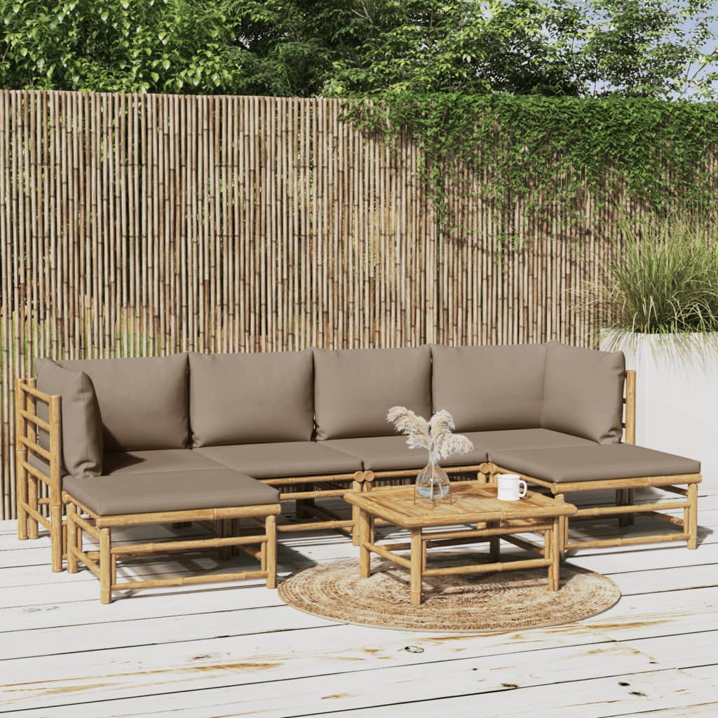 Set Mobilier De Grădină Cu Perne , 6 Piese, Bambus