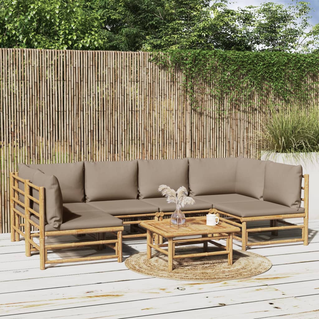 Set Mobilier De Grădină Cu Perne , 6 Piese, Bambus