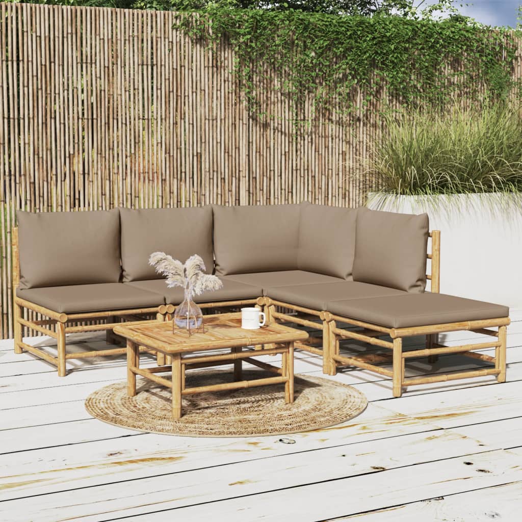Set Mobilier De Grădină Cu Perne , 6 Piese, Bambus