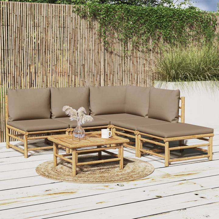 Set Mobilier De Grădină Cu Perne , 6 Piese, Bambus