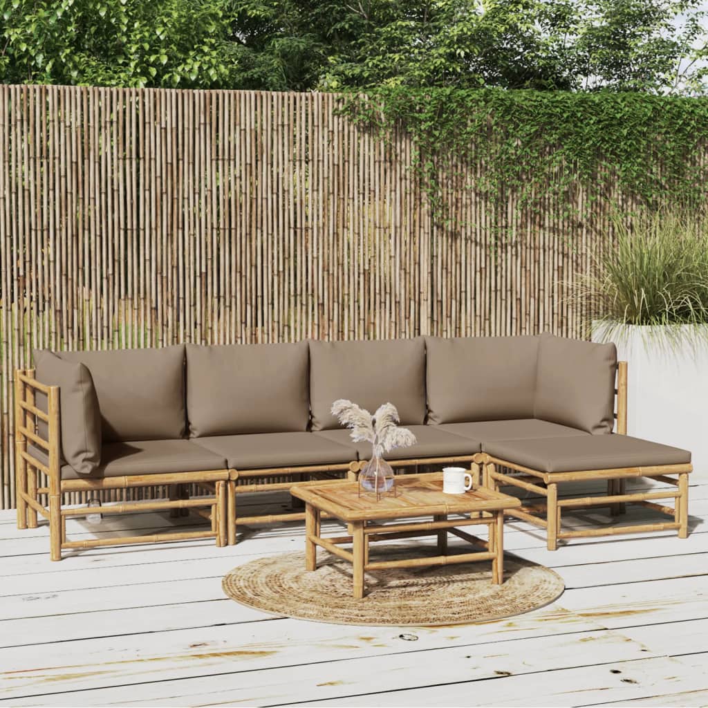 Set Mobilier De Grădină Cu Perne , 6 Piese, Bambus