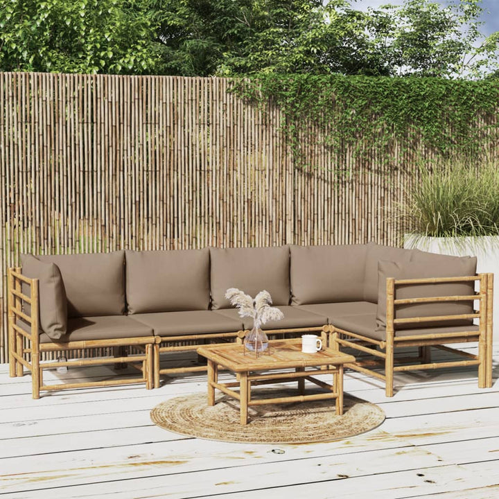 Set Mobilier De Grădină Cu Perne , 6 Piese, Bambus